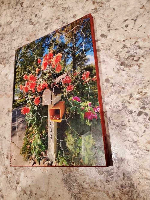 Flowers with postbox puzzle image