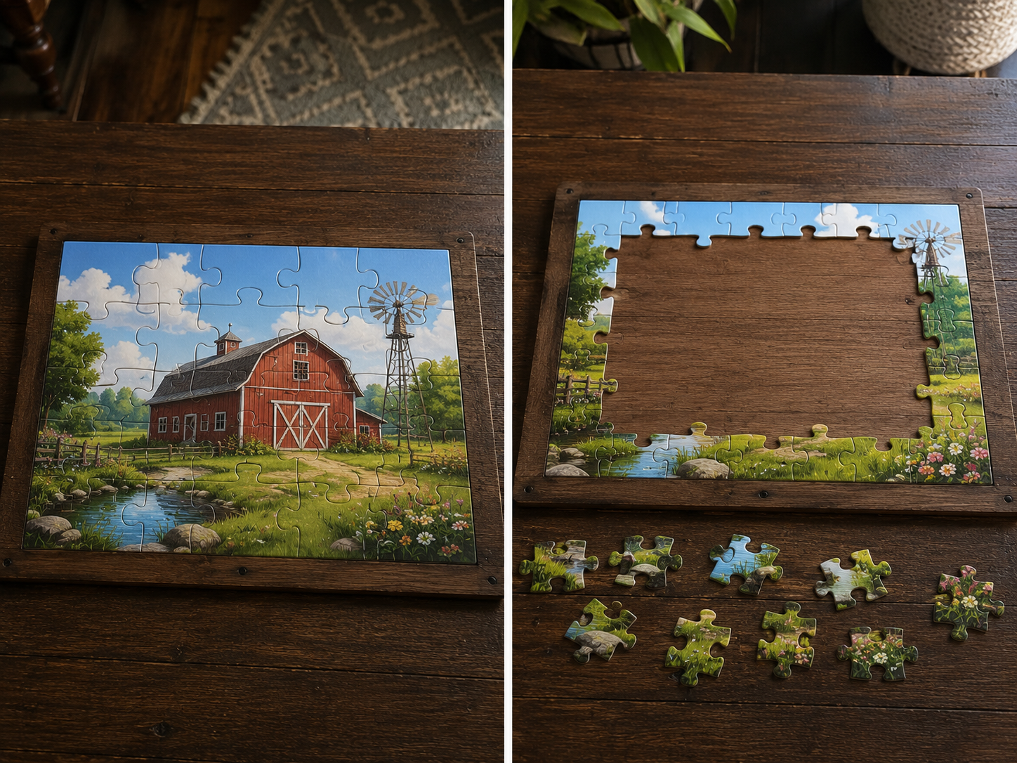 Countryside Farmhouse Wooden Jigsaw Puzzle