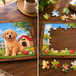 Happy Puppy Garden Wooden Jigsaw Puzzle